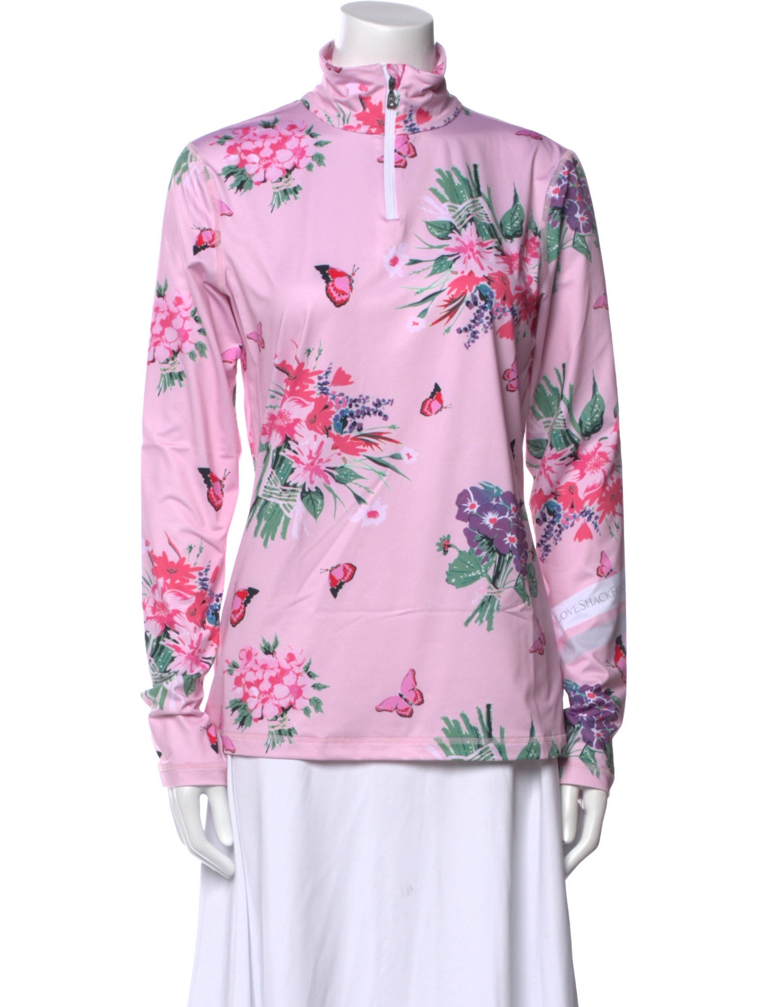 Bogner Fire + Ice Floral Print Mock Neck Blouse