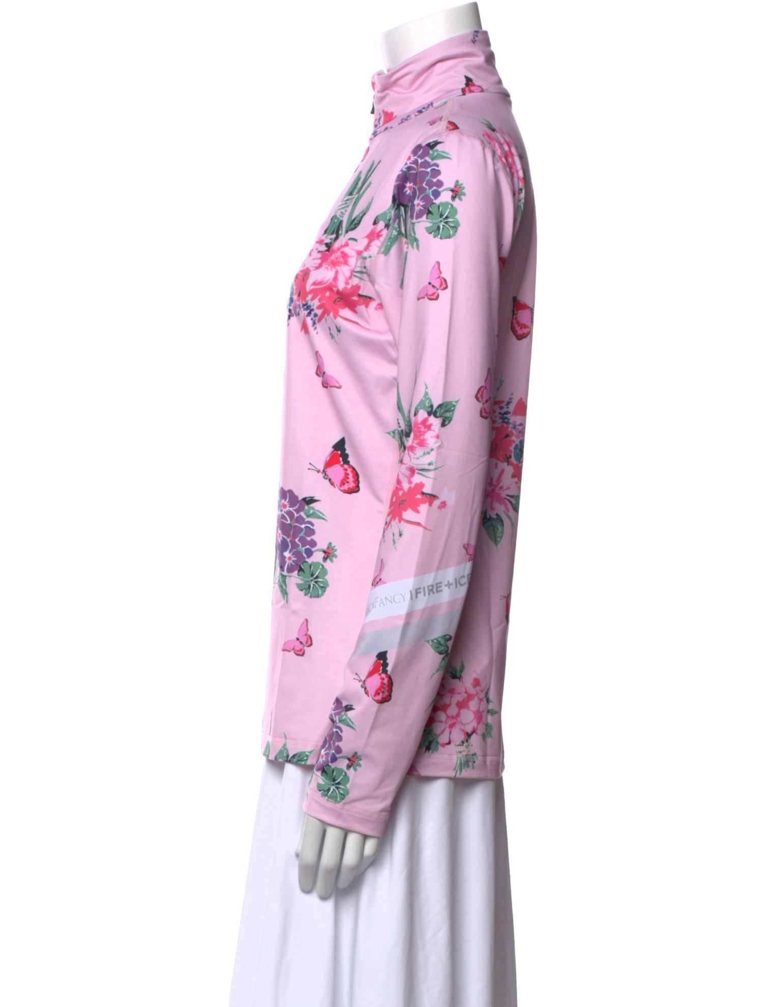 Bogner Fire + Ice Floral Print Mock Neck Blouse