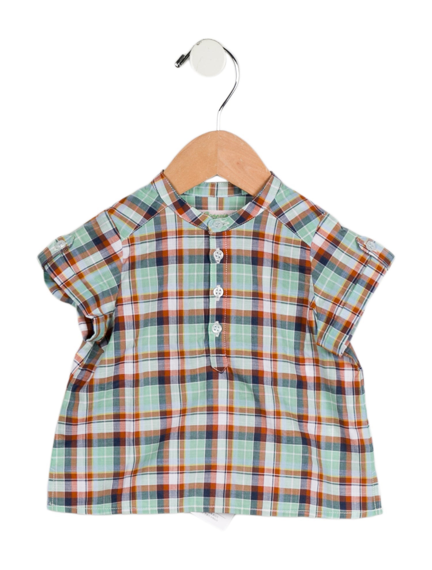 Bonpoint Infant Girls' Checkprint Short Sleeve Top w/Tags