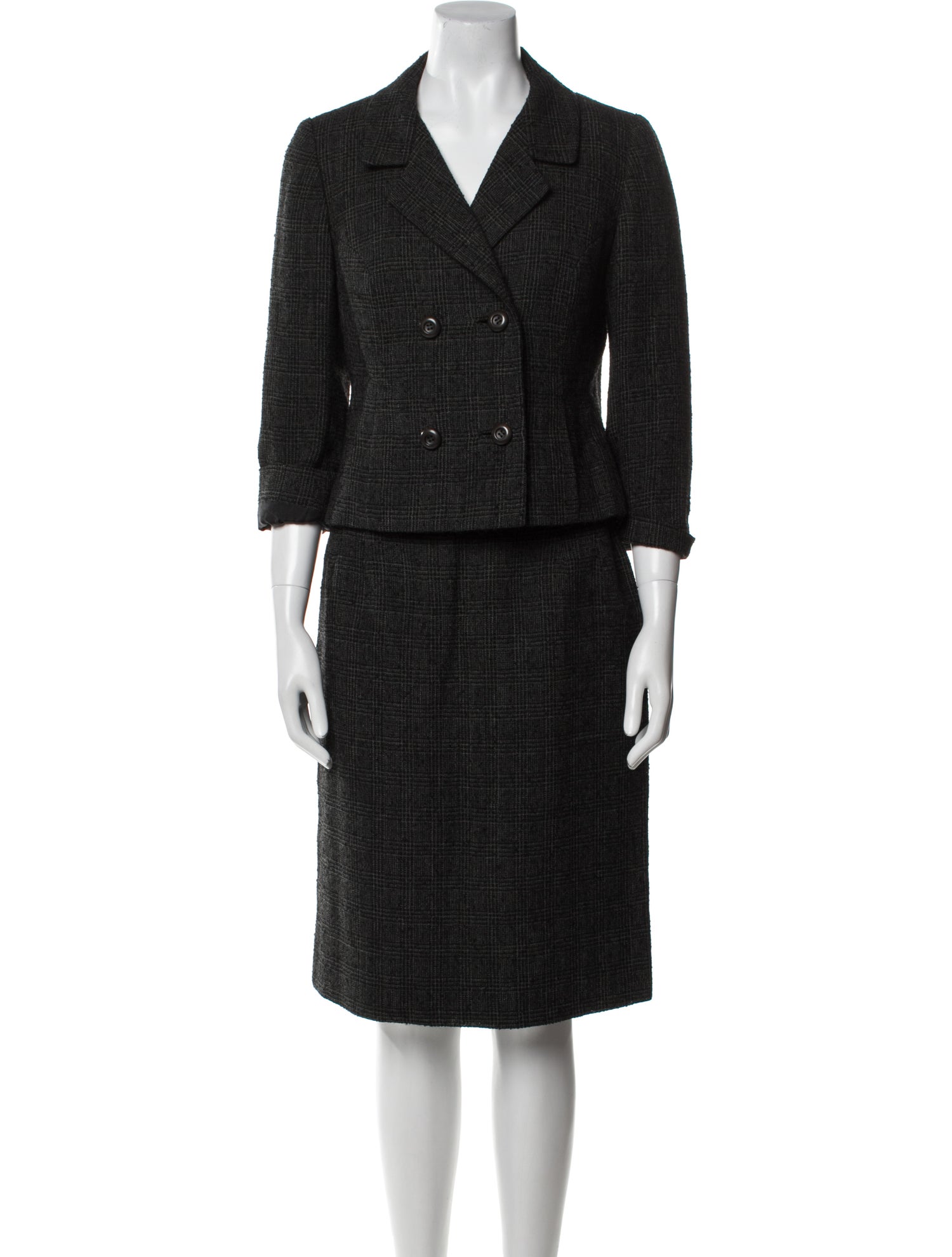 Bonwit Teller Vintage Plaid Print Skirt Suit