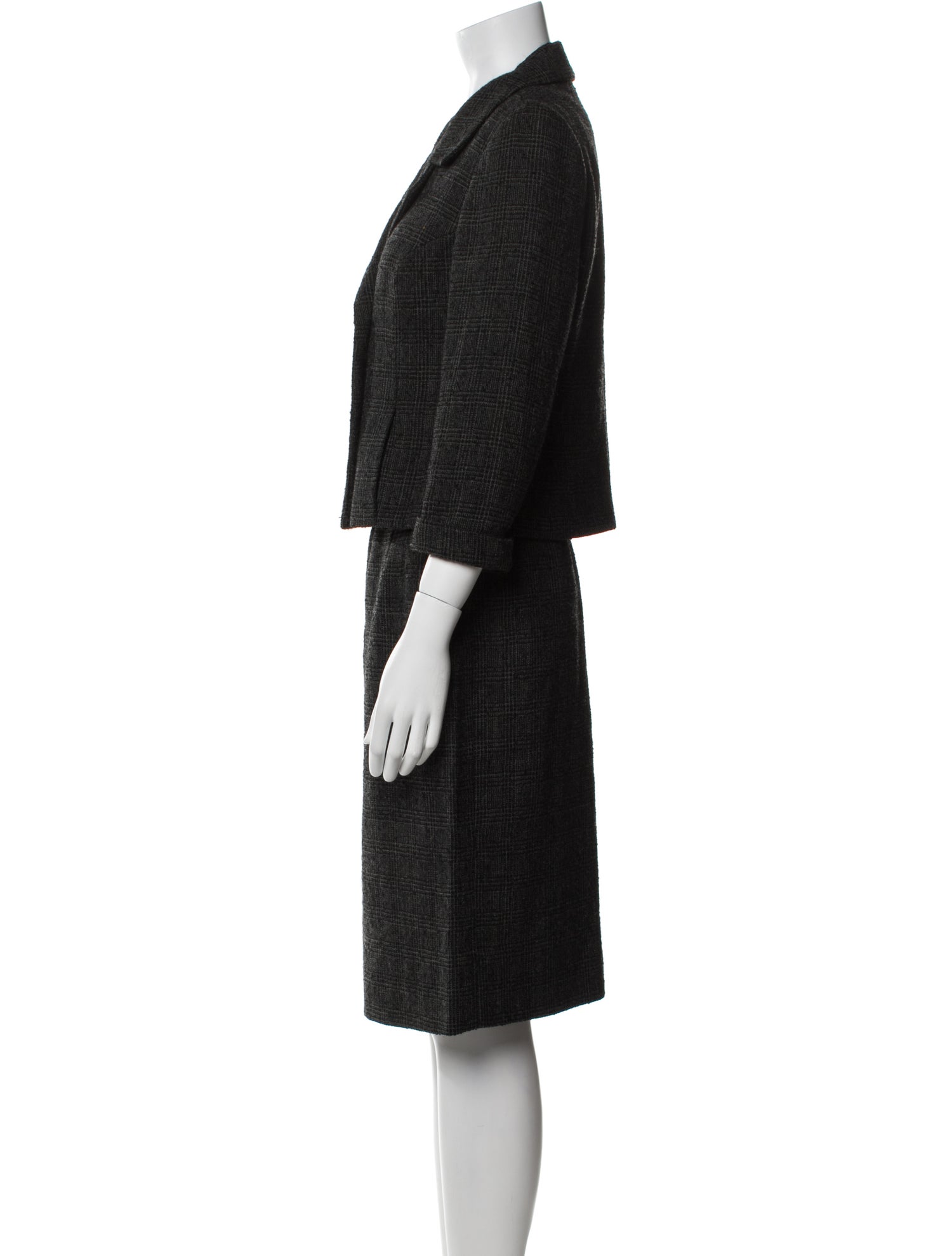 Bonwit Teller Vintage Plaid Print Skirt Suit