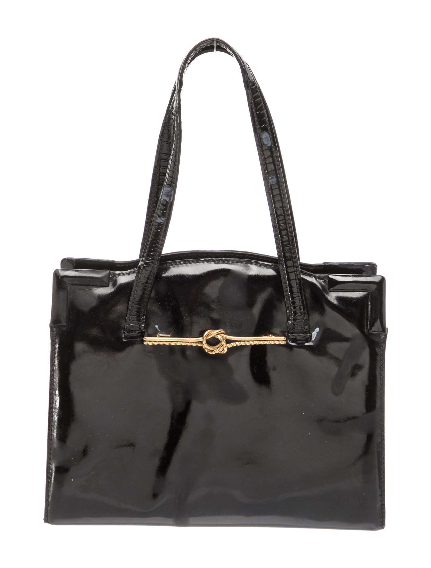Bonwit Teller Patent Leather Top Handle Bag