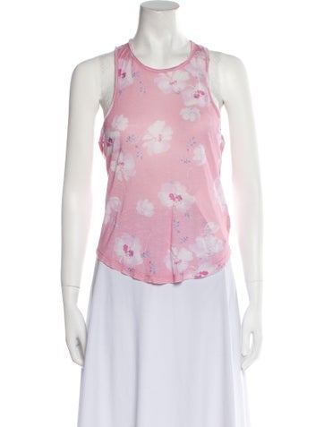 LoveShackFancy Tops Floral Print Scoop Neck Top S