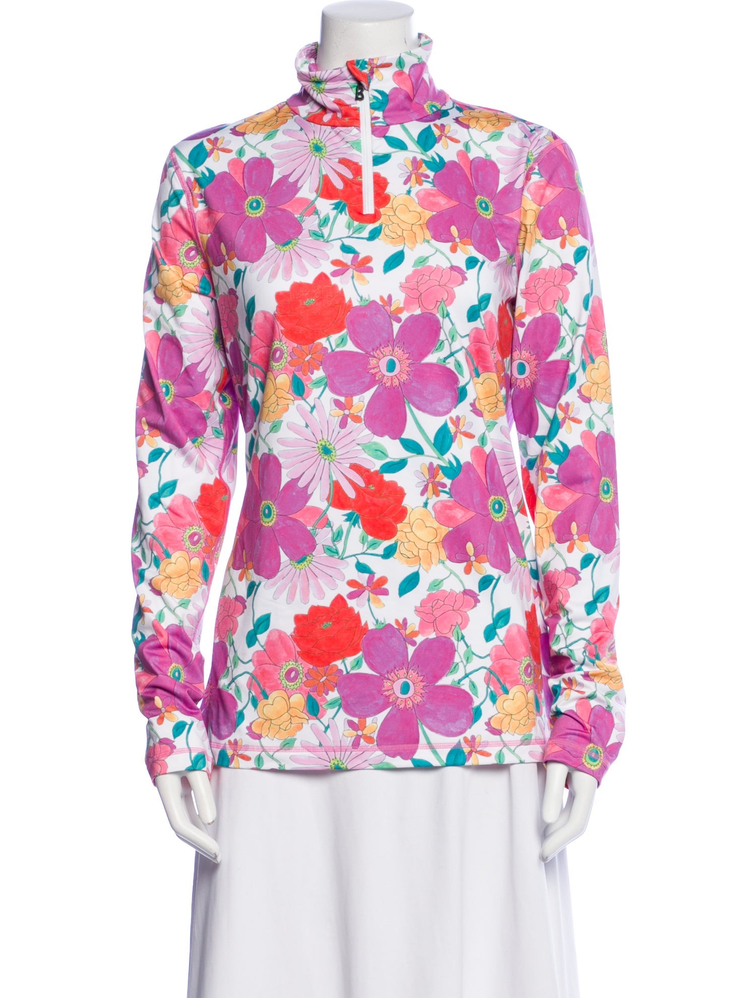 Bogner Fire + Ice x LoveShackFancy Floral Print Mock Neck Blouse