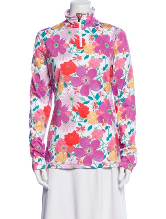 Bogner Fire + Ice x LoveShackFancy Floral Print Mock Neck Blouse