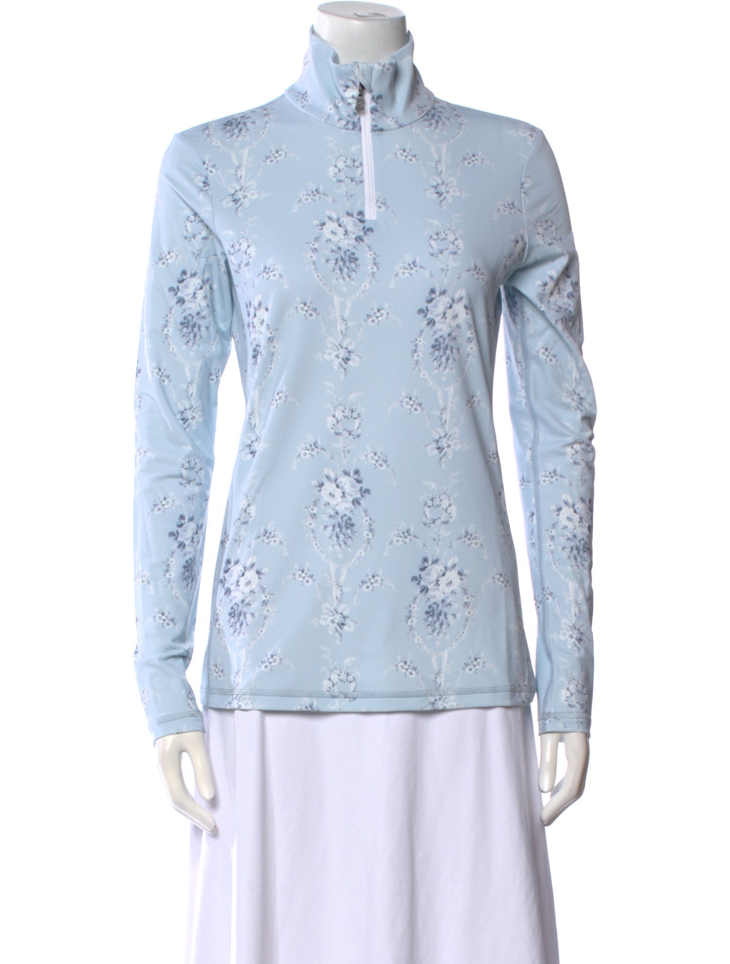 Bogner Fire + Ice x LoveShackFancy Floral Print Mock Neck Button-Up Top