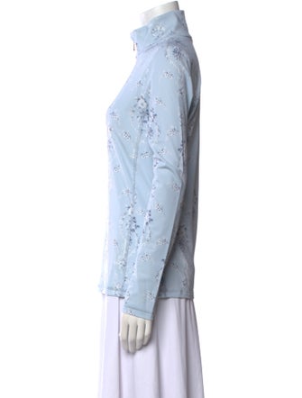 Bogner Fire + Ice x LoveShackFancy Floral Print Mock Neck Button-Up Top