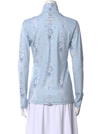 Bogner Fire + Ice x LoveShackFancy Floral Print Mock Neck Button-Up Top