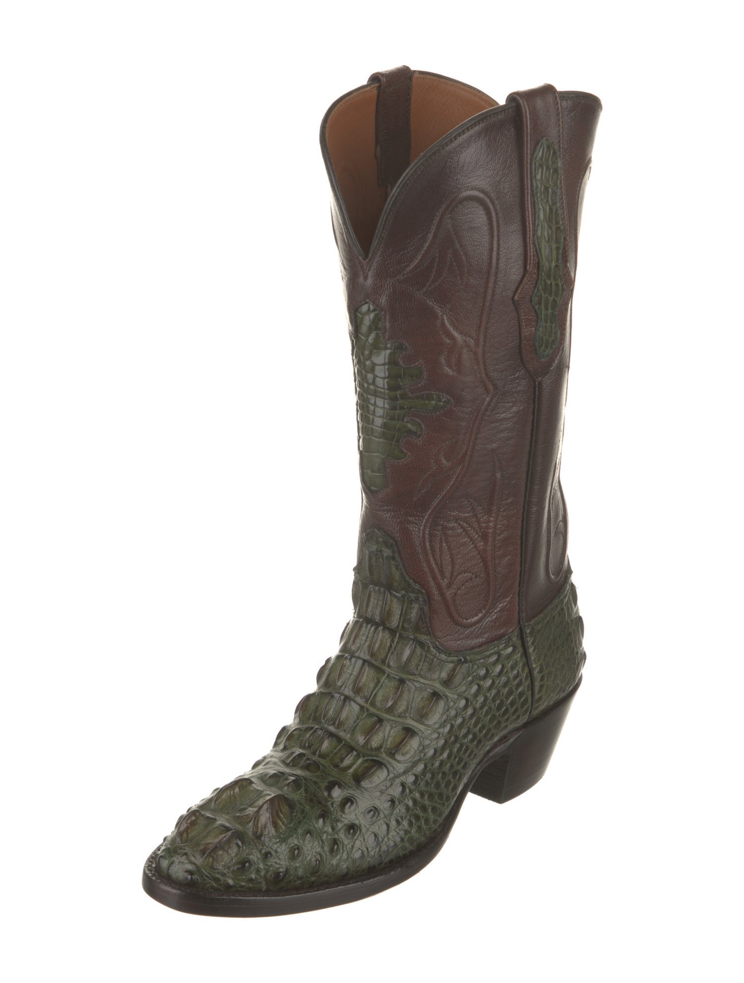 Black Jack Boots Crocodile Colorblock Pattern Western Boots