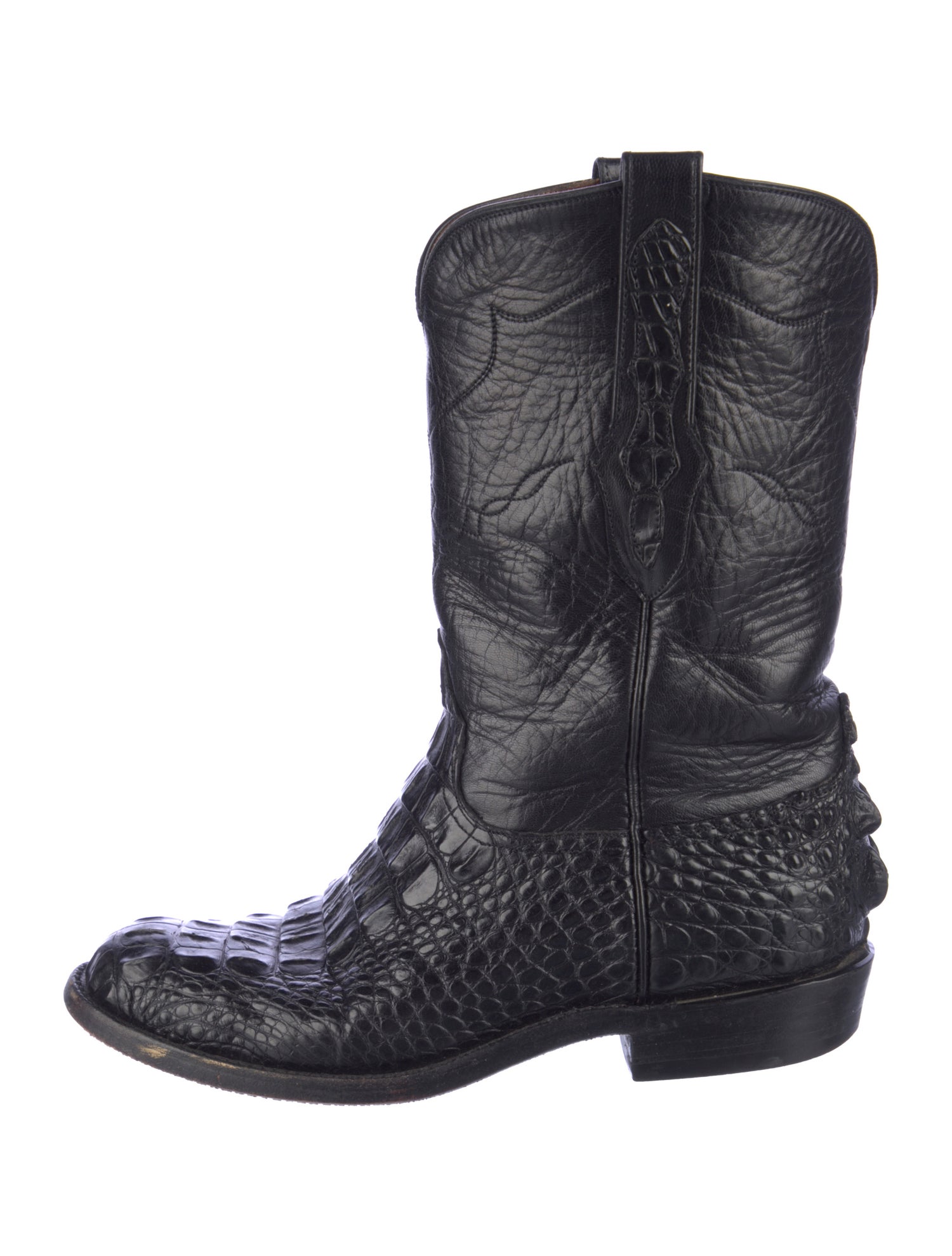 Black Jack Boots Snakeskin Moto Boots