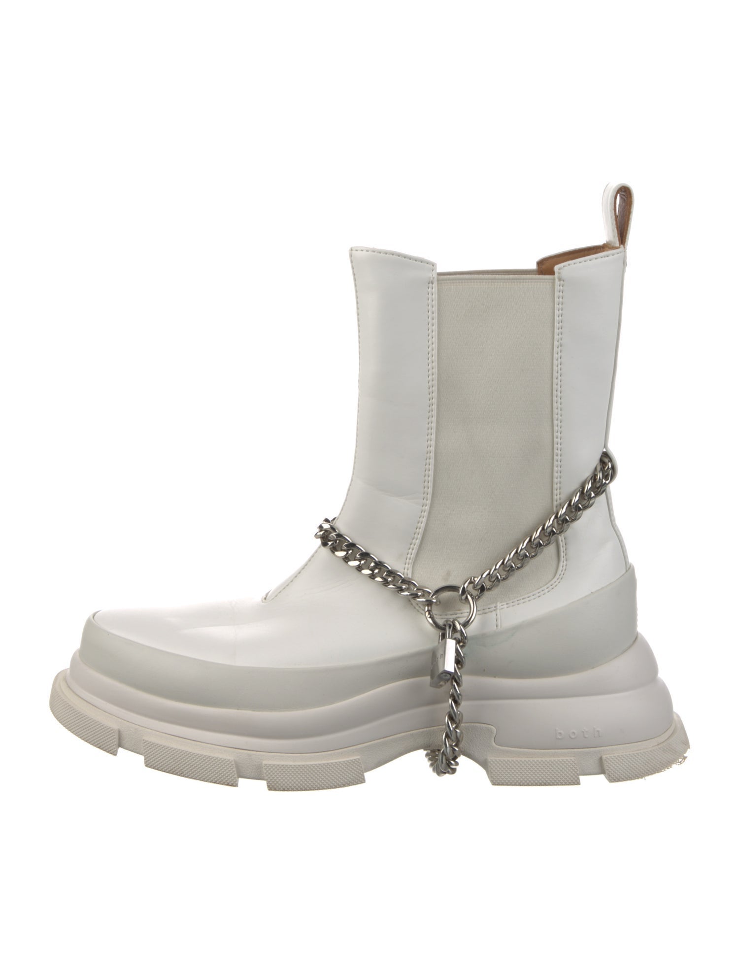 Both Leather Chain-Link Accents Chelsea Boots