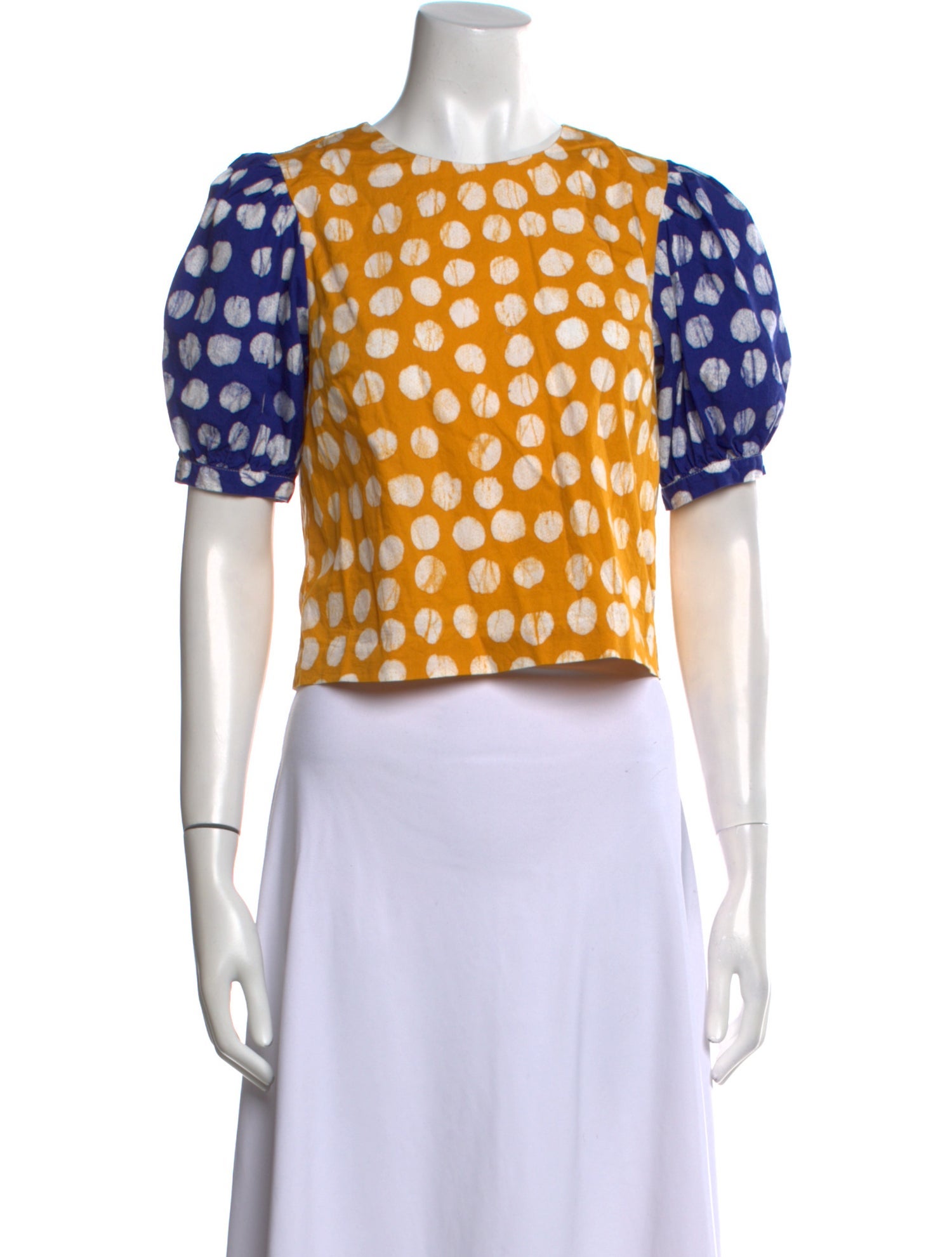 Busayo Polka Dot Print Crew Neck Crop Top