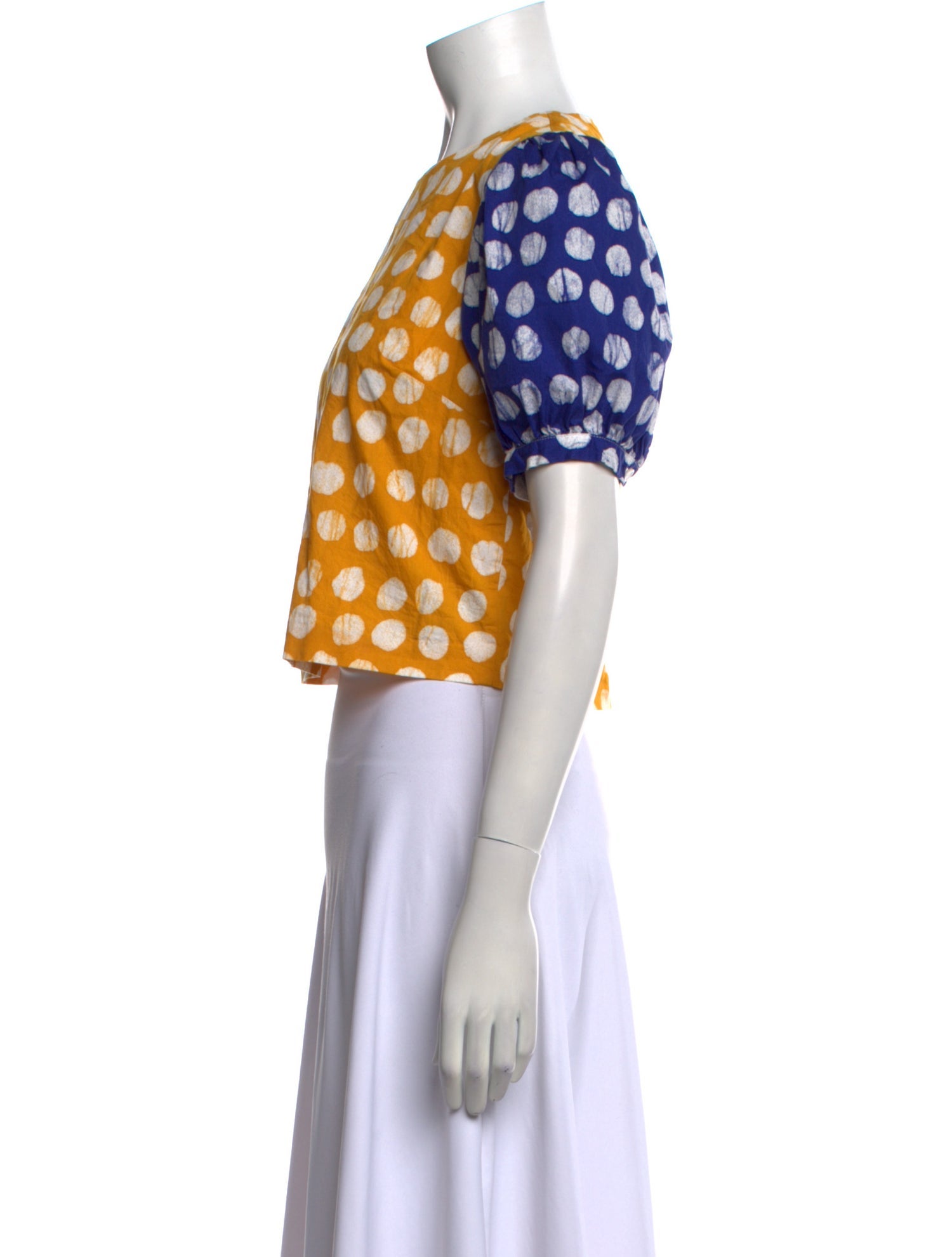 Busayo Polka Dot Print Crew Neck Crop Top