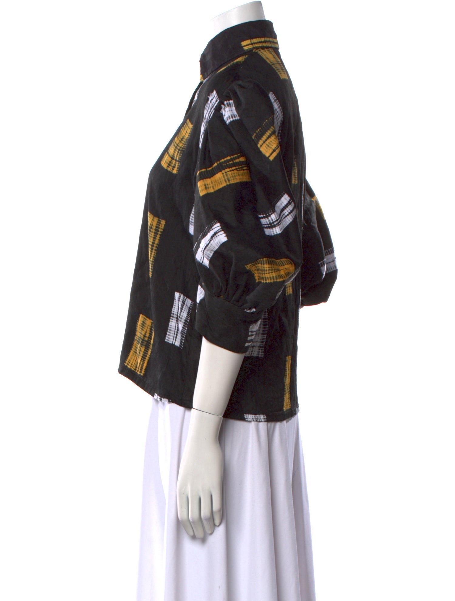 Busayo Printed Three-Quarter Sleeve Button-Up Top