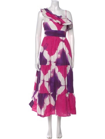 Pre-owned Busayo Printed Long Dress In Pink