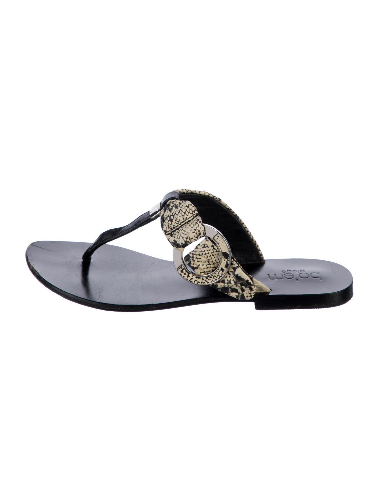 Bo'em Plage Leather Animal Print Slides