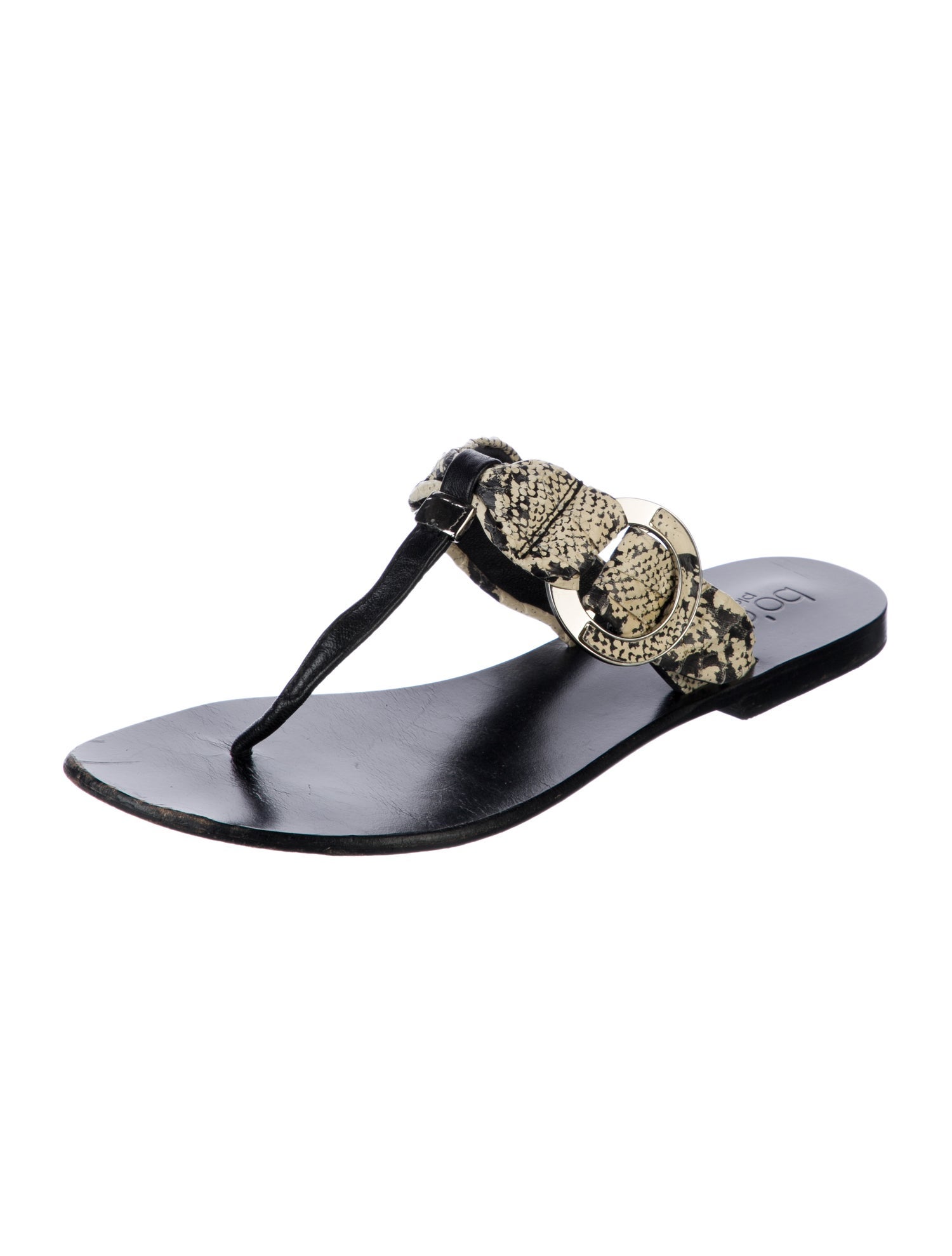 Bo'em Plage Leather Animal Print Slides