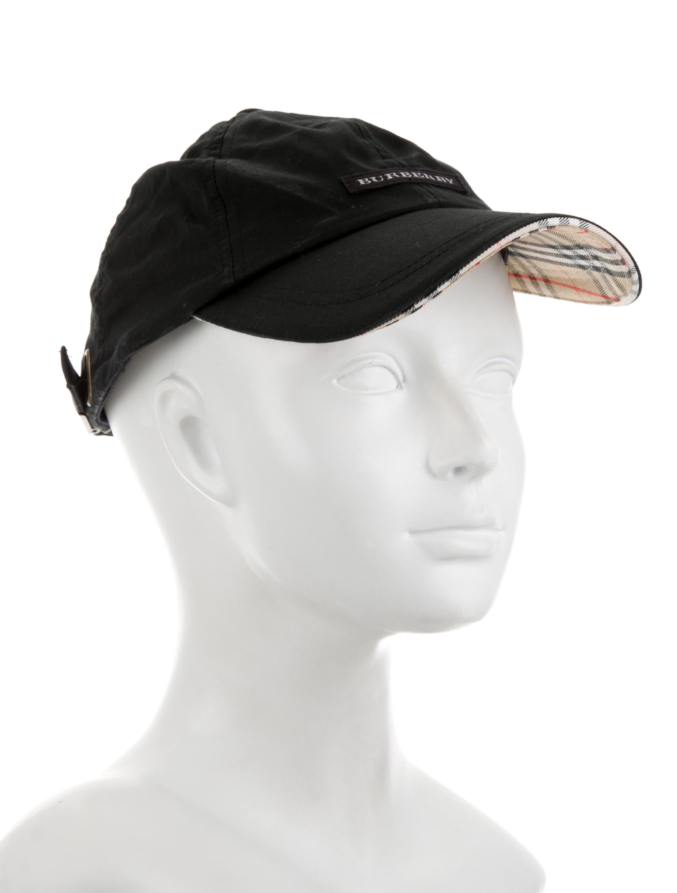 Burberry Golf Woven Nova Check-Trimmed Cap - Black Hats
