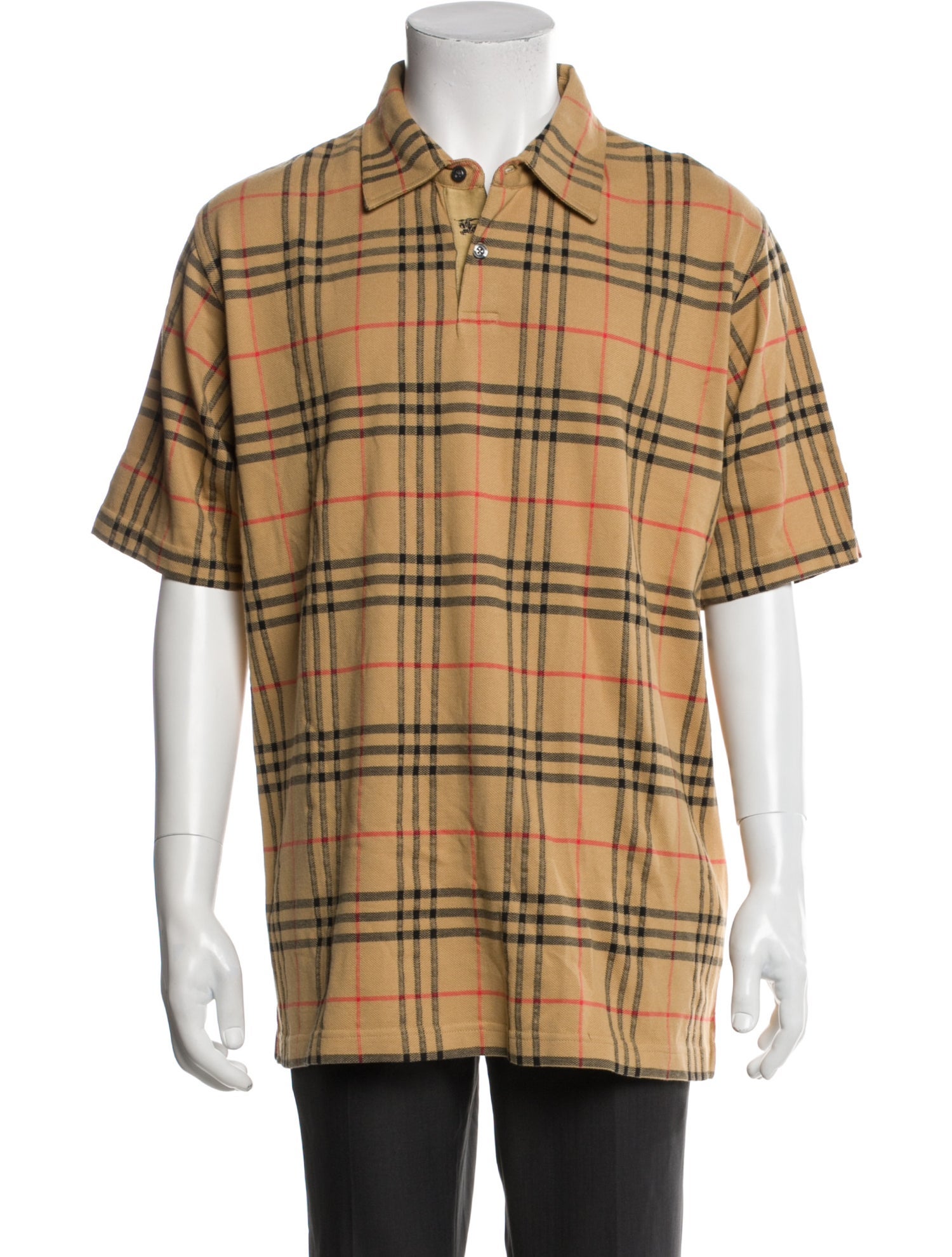 Burberry Golf Plaid Print Collar Polo Shirt w/ Tags