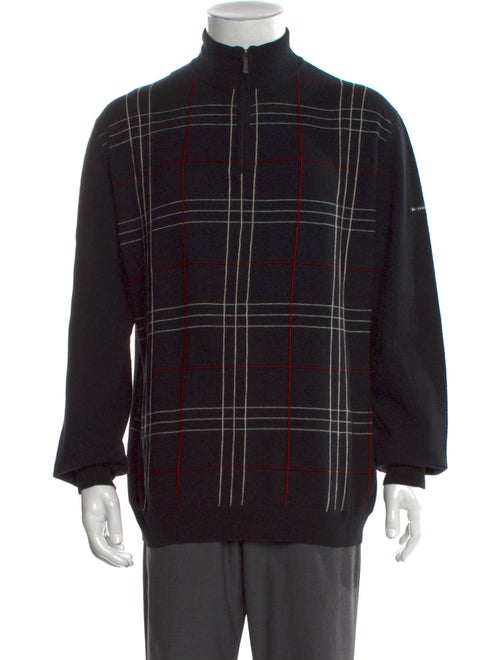 Burberry Golf Lambswool Plaid Print Cardigan