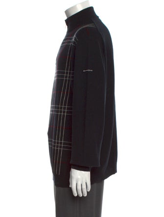 Burberry Golf Lambswool Plaid Print Cardigan