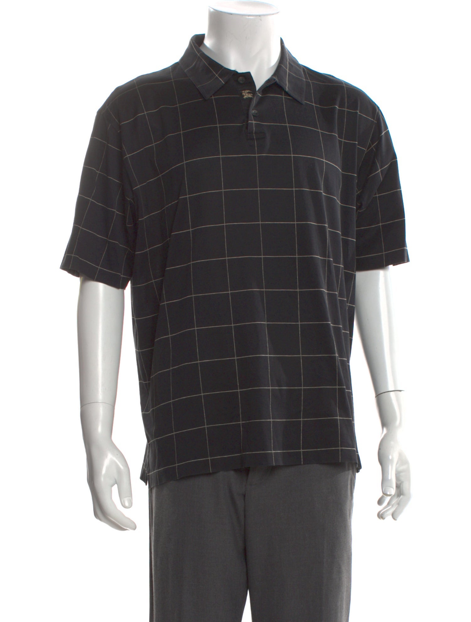 Burberry Golf Plaid Print Collar Polo Shirt