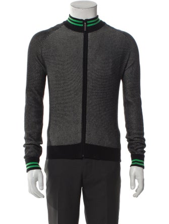 Burberry Golf Plaid Print Mock Neck Cardigan