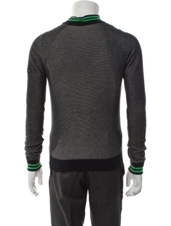 Burberry Golf Plaid Print Mock Neck Cardigan