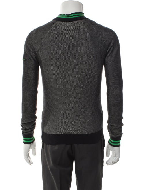 Burberry Golf Plaid Print Mock Neck Cardigan