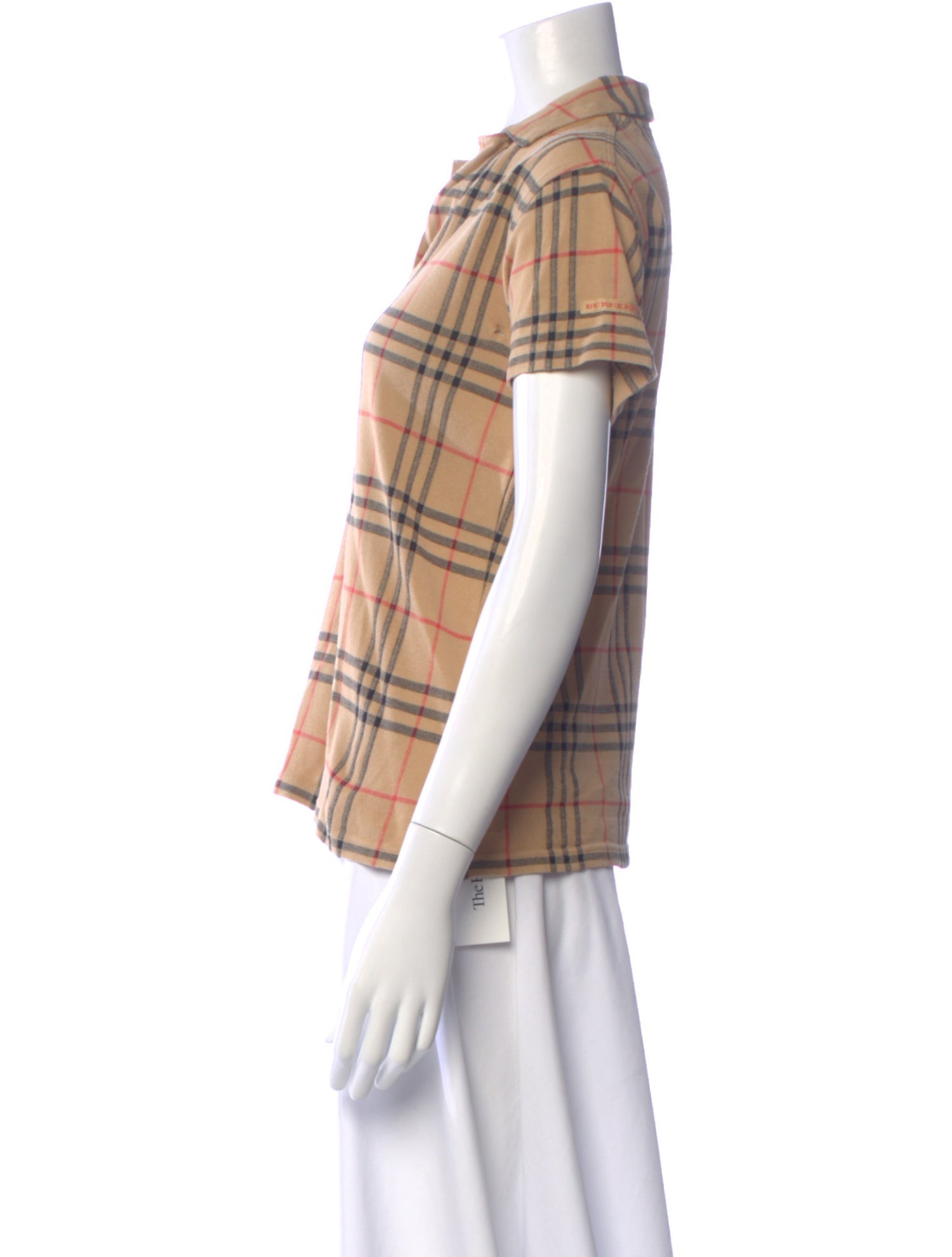 Burberry Golf Plaid Print Short Sleeve Top