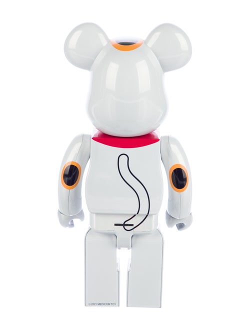 Bearbrick Maneki Neko White Plated Luminous 400% Figure