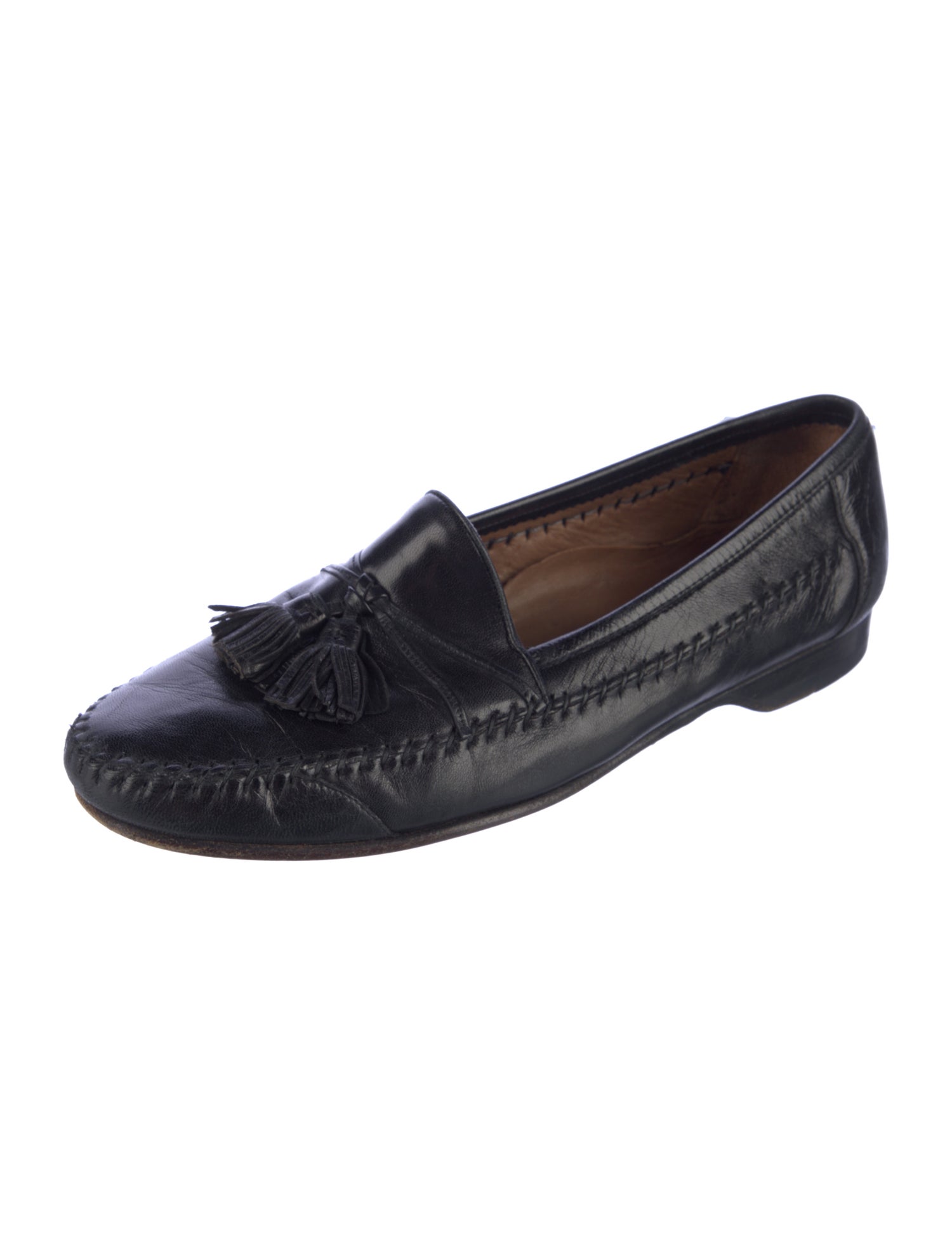 Bragano Leather Tassel Accents Loafers