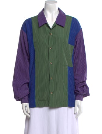 Brain Dead Striped Long Sleeve Button-Up Top