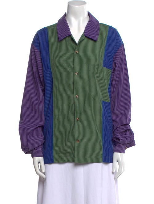 Brain Dead Striped Long Sleeve Button-Up Top
