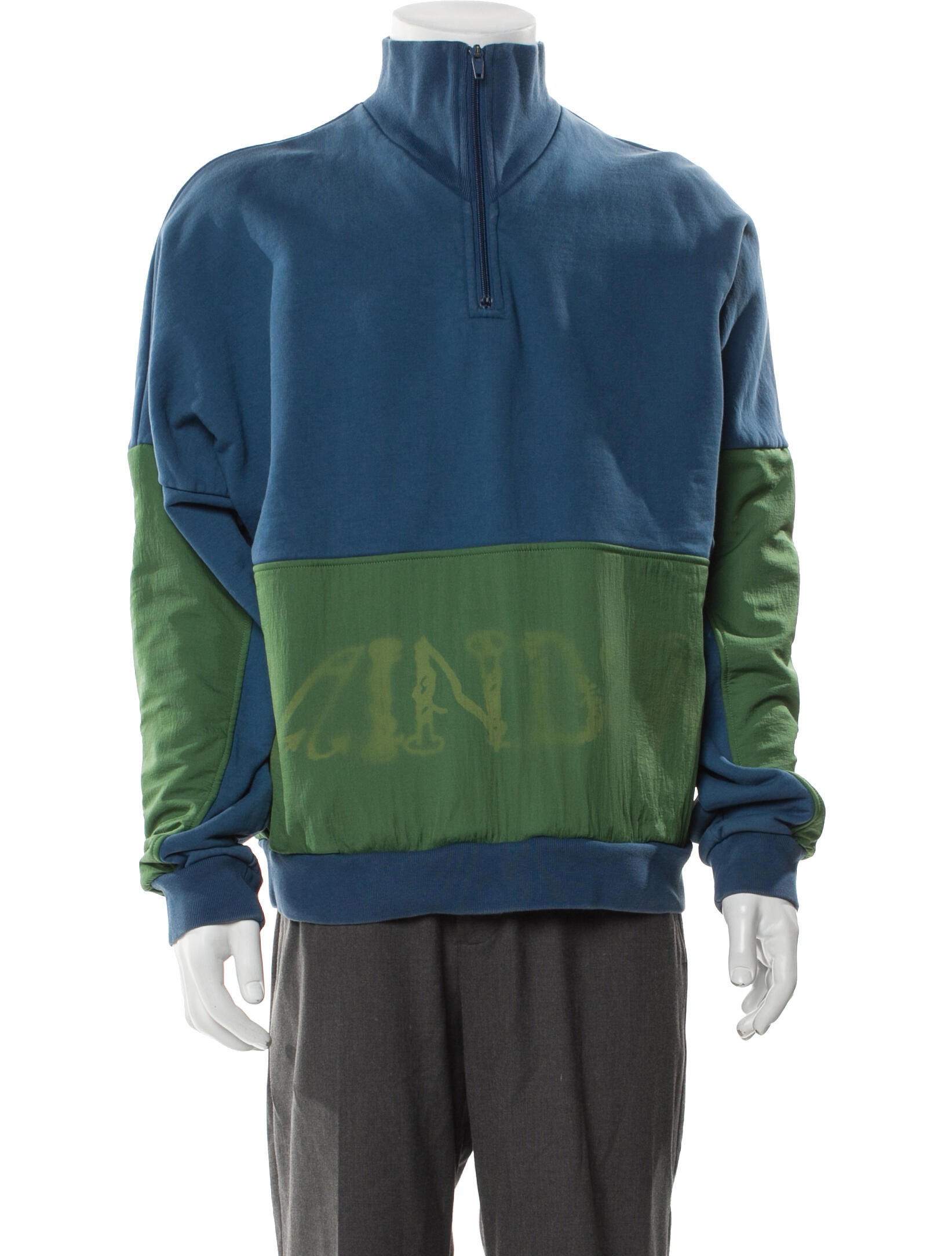 Brain Dead Colorblock Pattern Mock Neck Sweatshirt