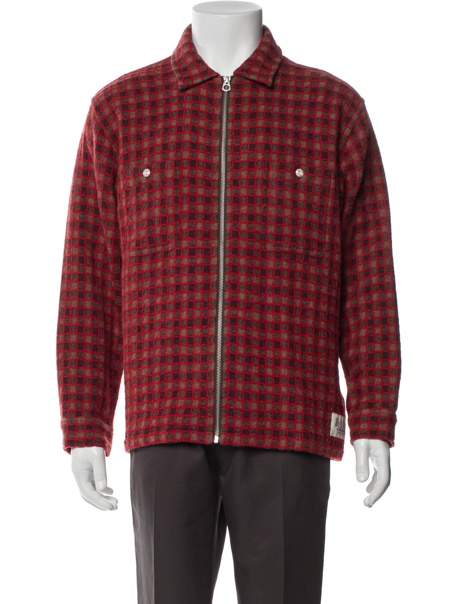 Brain Dead Wool Plaid Print Trucker Jacket w/ Tags