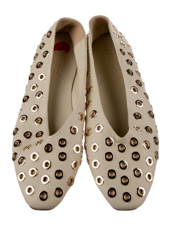 Berenice Leather Eyelet Trim Ballet Flats