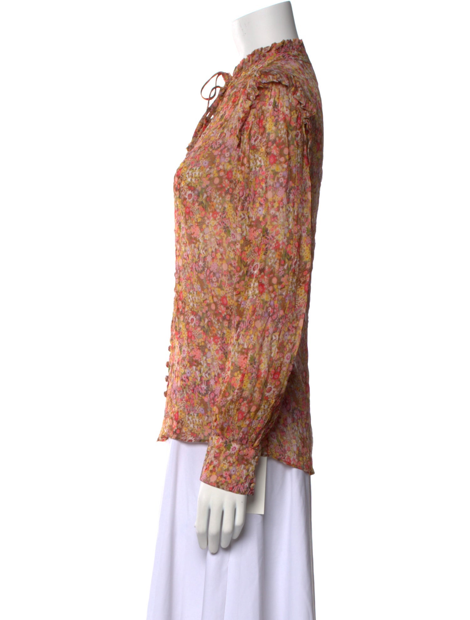 Berenice Floral Print Mock Neck Blouse