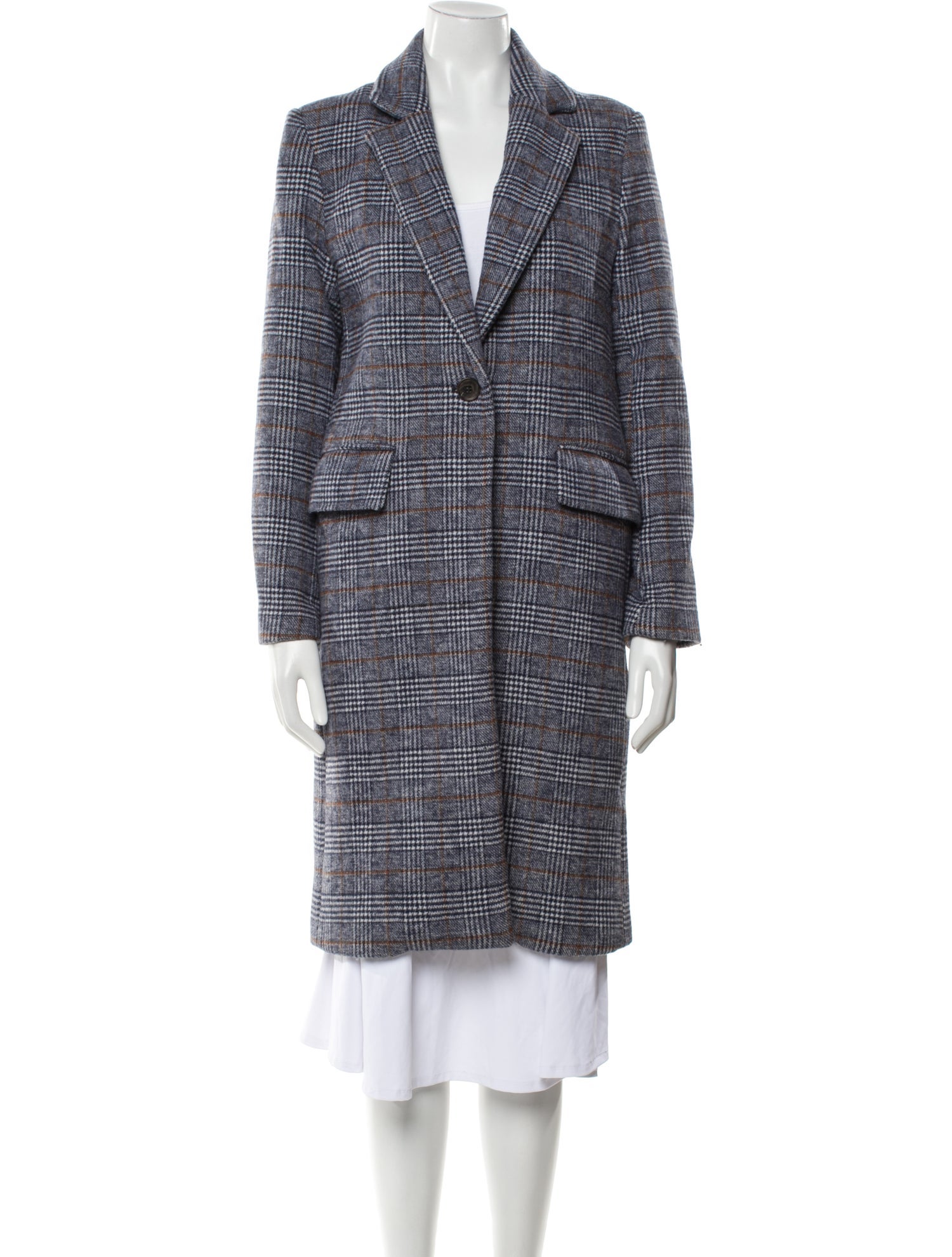 Berenice Wool Plaid Print Coat