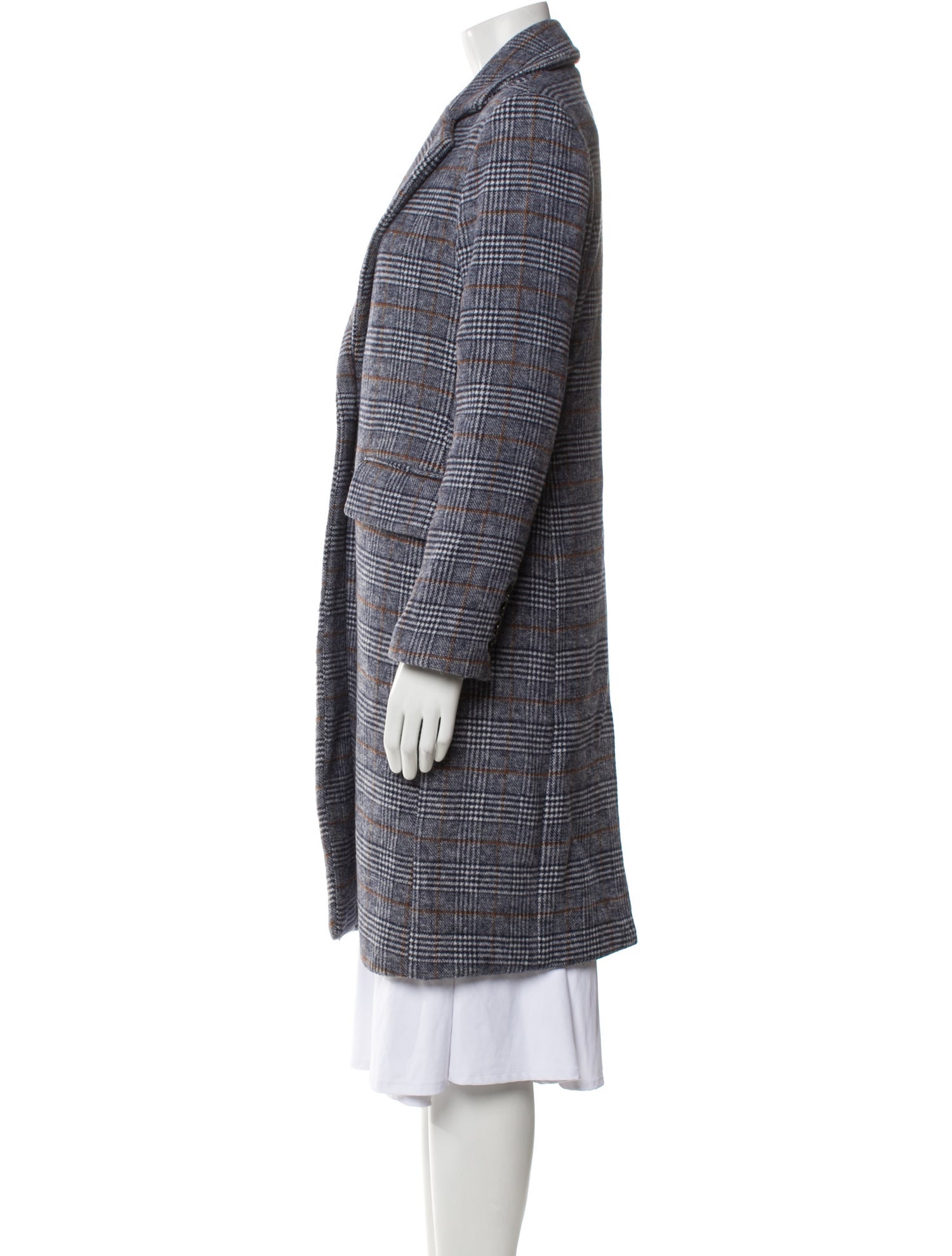 Berenice Wool Plaid Print Coat