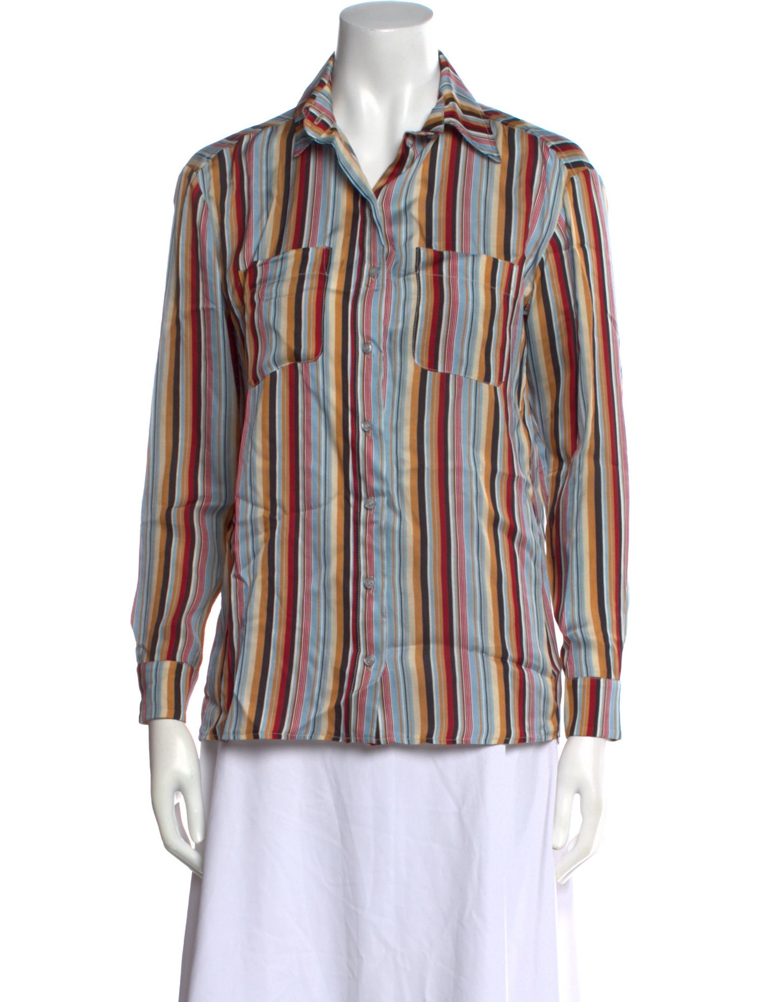 Berenice Striped Long Sleeve Button-Up Top