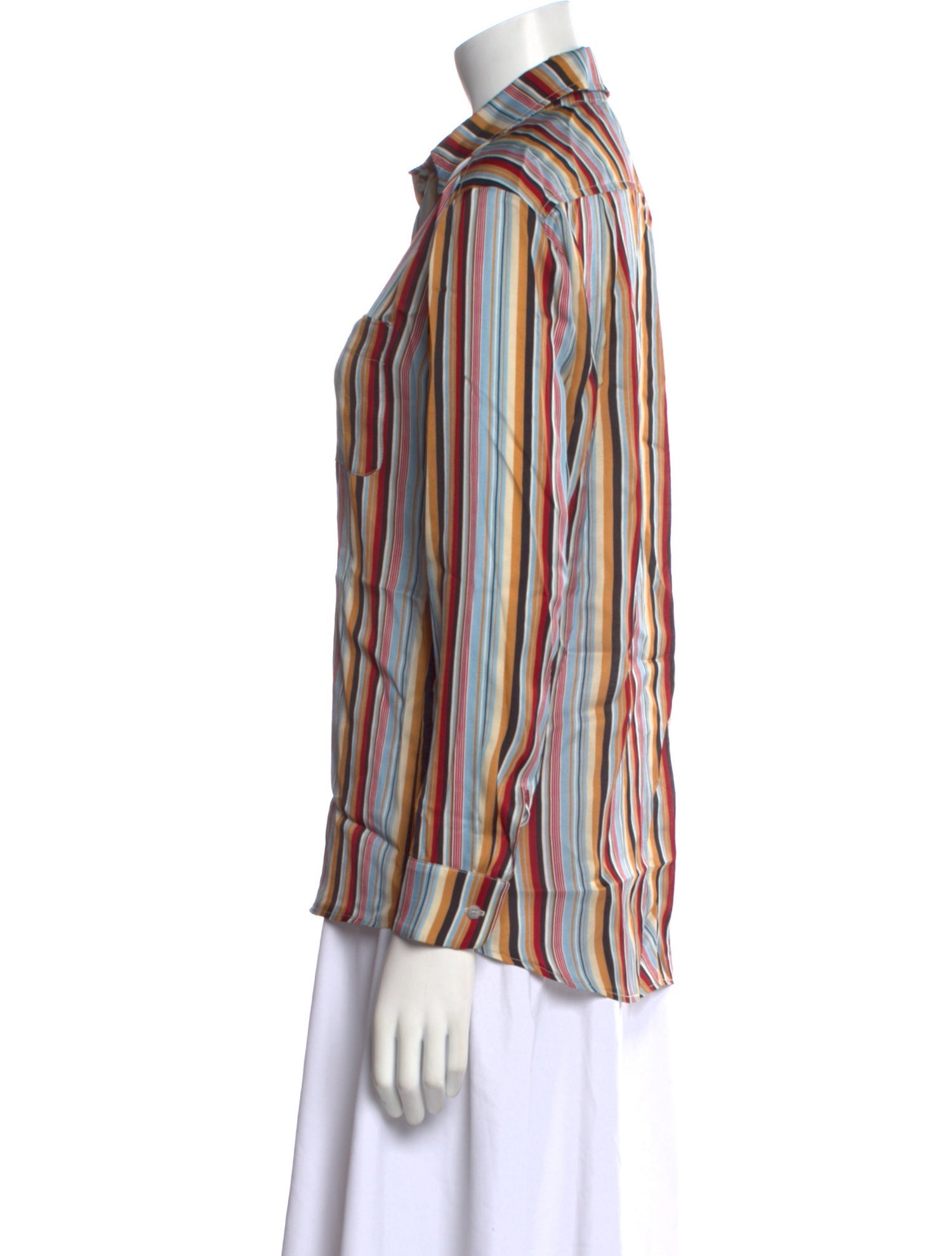 Berenice Striped Long Sleeve Button-Up Top