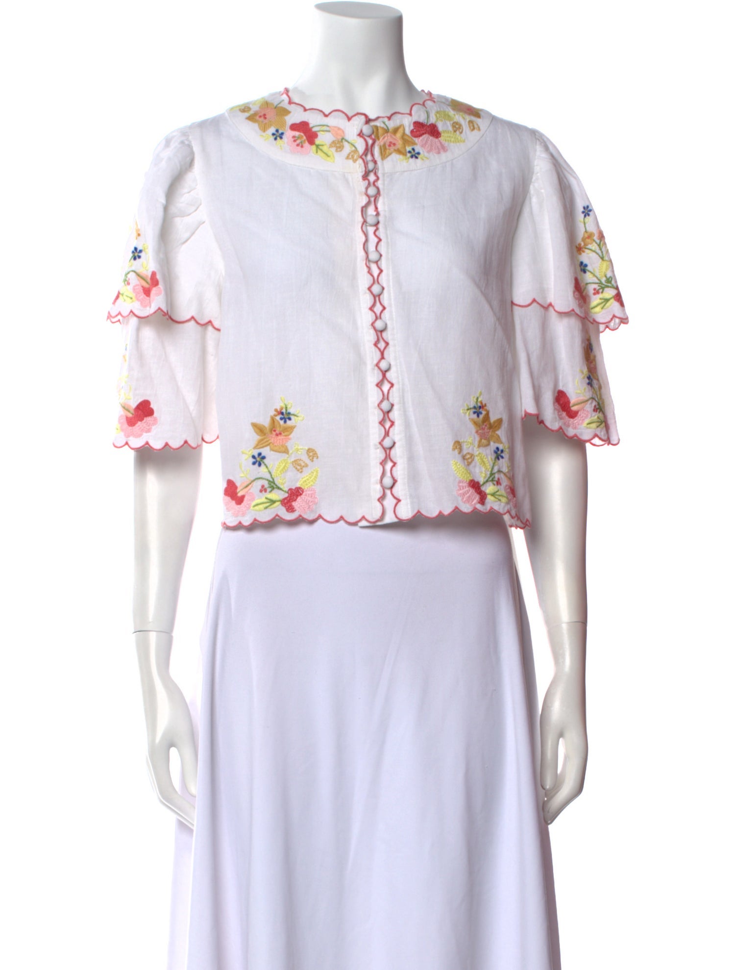 Berenice Floral Print Bateau Neckline Crop Top