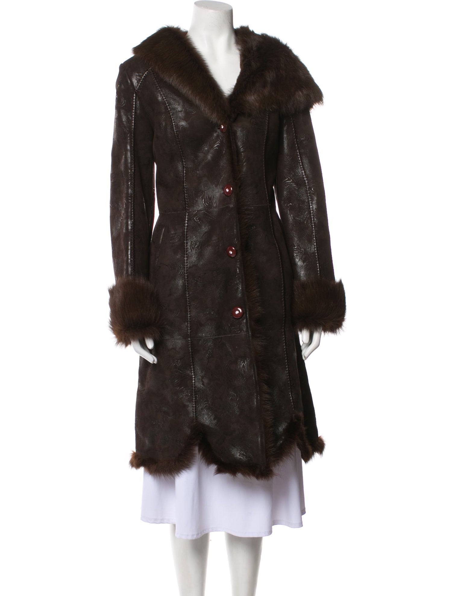 Branco Pelle Faux Fur Coat