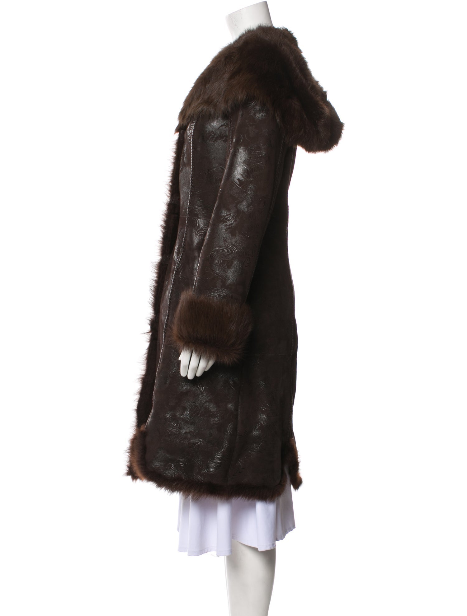 Branco Pelle Faux Fur Coat