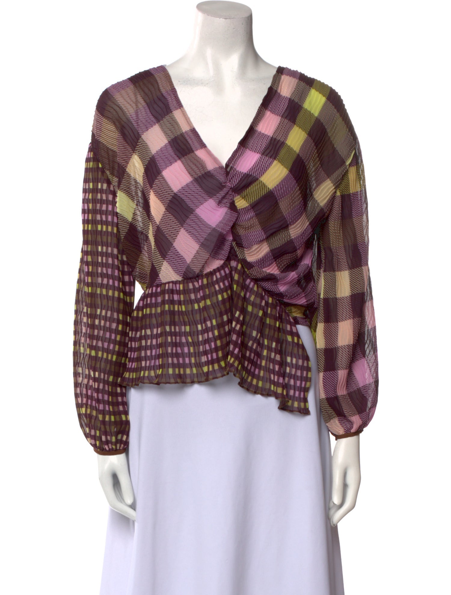 Brøgger Plaid Print Plunge Neckline Crop Top w/ Tags