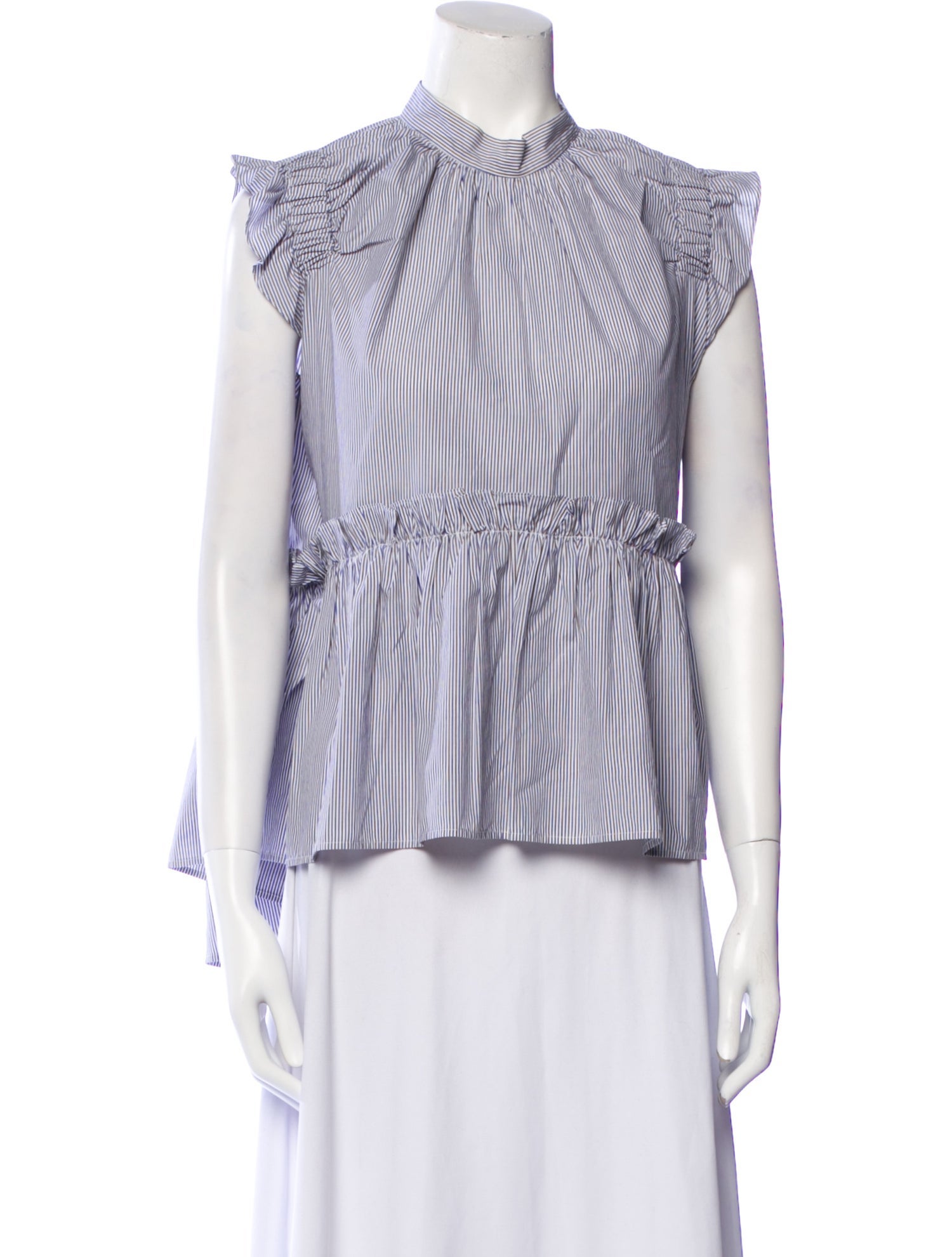 Brøgger Striped Mock Neck Top