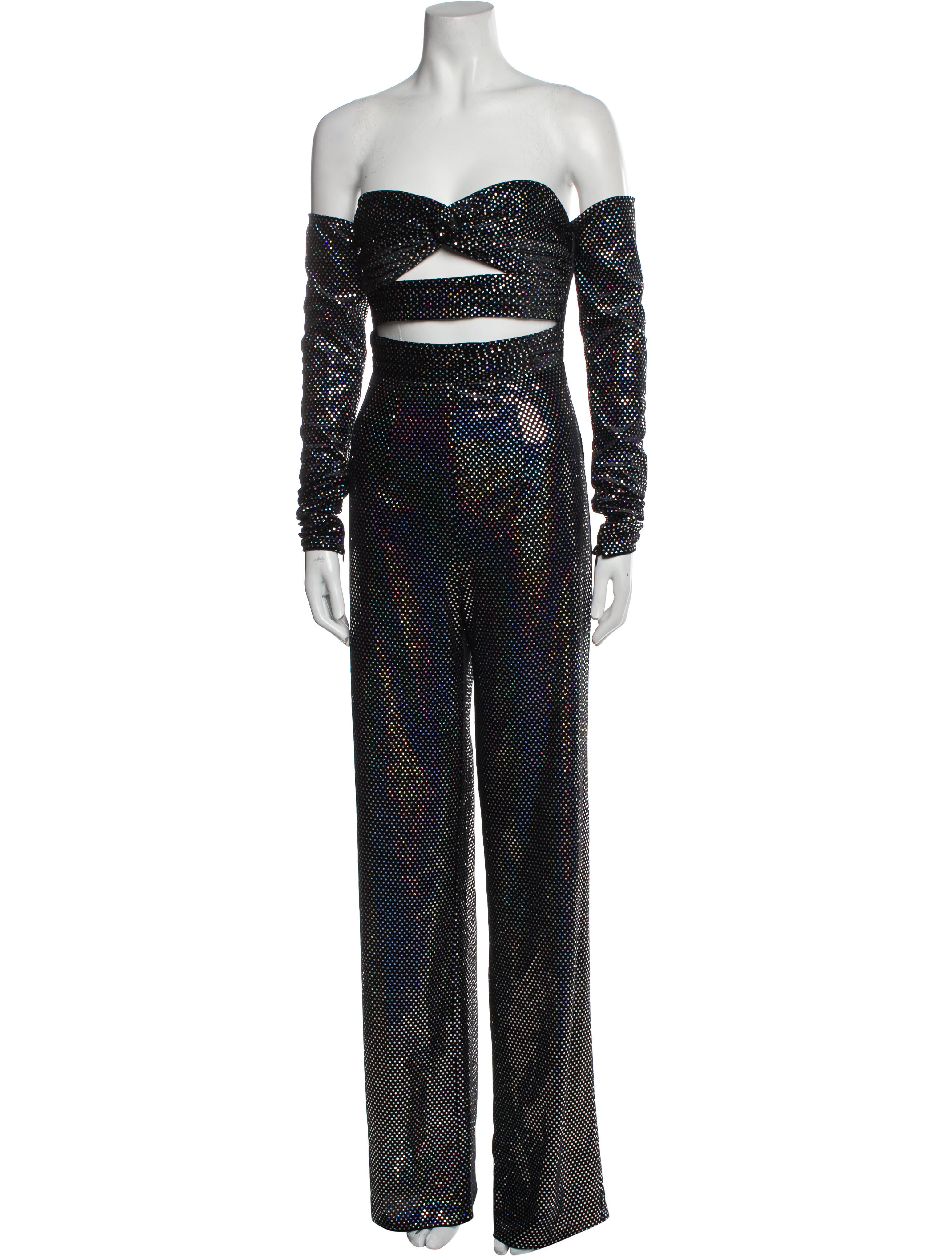 Bronx & Banco Polka Dot Print Off-The-Shoulder Jumpsuit