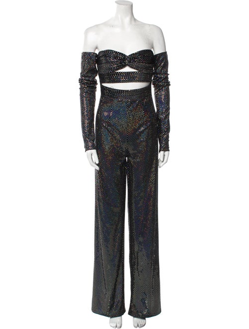 Bronx & Banco Polka Dot Print Off-The-Shoulder Jumpsuit