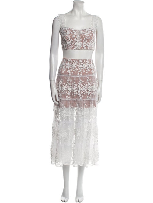 Bronx & Banco Lace Pattern Scalloped Accent Skirt Set